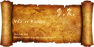 Vén Kinga névjegykártya